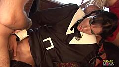 Blonde Milf Finds Rabbit Toy, Leads To Anal Group Sex With Brunettes!