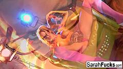 Busty Blonde Babe Sarah Dresses Up Like A Slut And Masturbates Her Pussy