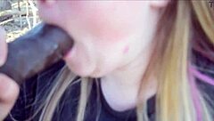 Does this blonde bbw give super head outside?