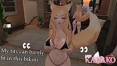 i am vtuber blonde catgirl getting wet horny posing