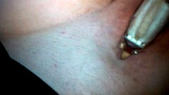 Shaved amateur explores intense squirting with toys