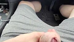 Intriguing public car handjob with cumshot in mouth action