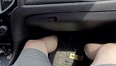 Intriguing public car handjob with cumshot in mouth action