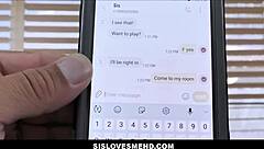 I watch my hot petite stepsister sexting and fucking stepbrother pov