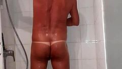 naughty male's exciting solo shower session