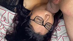 Babe gives blowjob with hanging face full of cum in homemade video