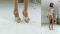 Asian Dancer Teases in Pantyhose and Panties for Amateur Show