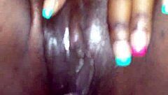 Wet pussy grips big black cock