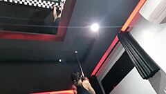 Surprising him with striptease blowjob and footjob after dinner