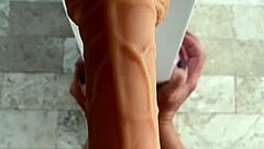 Training to fuck with dildo and hairy pussy