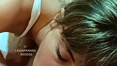 Girl with pigtails allows recording of her actions