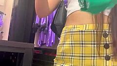 Young amateur buys lingerie and undresses on the street