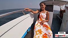 the asian girlfriend gets fucked raw by her boyfriend outdoors