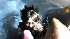 outdoor pool blowjob surprise.