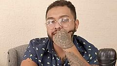 lily and mr marcus watch themselves on the wall together