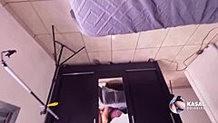 i fucked that brazilian latina in see through shorts without condom, crazy sex in red and sheer