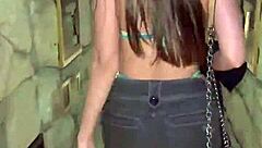 Mel Khalifa deepthroats and bangs in wild male threesome gangbang