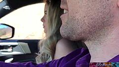 Babe hitchhiking participates in amateur casting interview