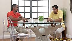 latina teen 18+ in 4some fetish masturbation gets jizz facial on small tits hardcore action