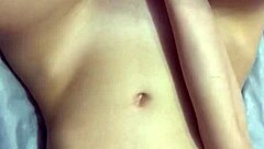 The cute student milf caresses her big tits and ass with toys in close-up pov masturbation.