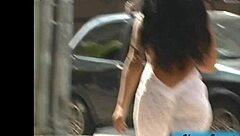 i'm soo nervous showing off my tits and ass on the streets and pier in santos sp