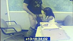 Black Babe Sucks Dick While Waiting, Caught on CCTV Leading to Intense Creampie Orgasm