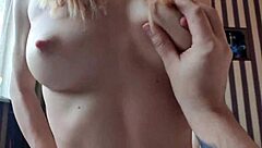 skinny teen 18+ wakes guy with morning blowjob and rides hard on bed