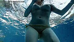 little tits teen lada gets naked underwater in the shower