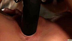 My lesbian girlfriend convinced her blonde friend to try a strap-on fuck with us