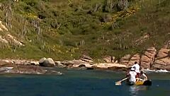 Beautiful Blonde MILF Fucks Three Guys on Beach