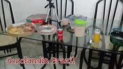 Latina Paty in Lingerie Serves Delivery Guy Outdoors