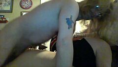 Riding wet girlfriend's pussy with cock in intense fucking session