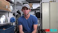 teen jock is placed on directors desk to take his big black cock