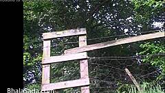 British chubby babe strips fully nude in public outdoors