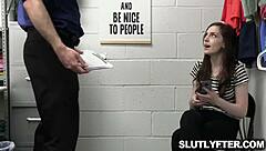 vlogger babe bounces on cock at office