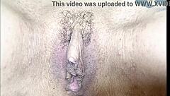 Couple feels intense passion as he shaves her pussy and creampies the horny brunette