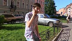 Gorgeous Russian teen sucks cock in group