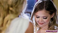 Coco Lovelock and Katie Morgan lavishing each other's bodies.