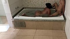 Black Pornstar Sucks Delicious Cock in Bathtub After Assfucking