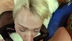 watching intense face action and messy facial up close with blonde milf