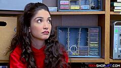 Tiny Latina Thief Busted By Mall Cop For Big Tits