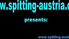 Intense spitting femdom humiliates with saliva in bdsm fetish session