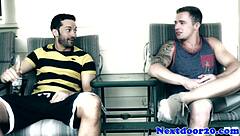 watch these muscular hunks having a hardcore kitchen fuckfest