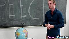 This college teen 18+ is taking cum in uniform