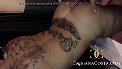 i love watchin my wife cassiana costa suck cock on the beach in her bikini, her big tits bouncin as she gets a cumshot on her ass