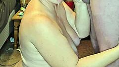 Cumshot on her pregnant tits