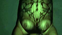 Fishnet chubby big tits bounce on my wife