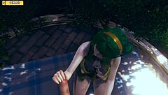 this hentai babe gets fucked hard in the green forest