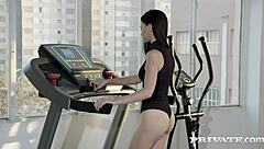 Private voyeur watches sweaty gina masturbate and ride hard cock for a facial