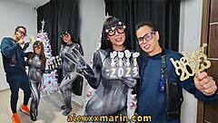 Latina starts year with hardcore blowjob on monster cock!